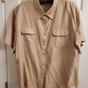 Women's Tan Button Down Shirt 2X